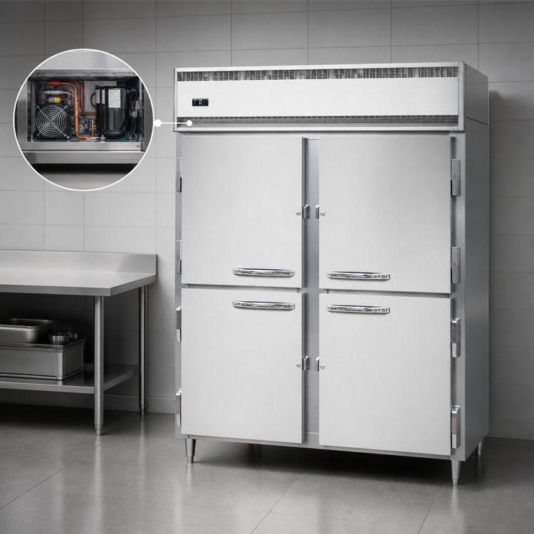 Product image #3 for Continental Refrigerator Designer Line D2FENSSHD Wide Two-Section Reach-In Freezer with Half-Height Solid Doors