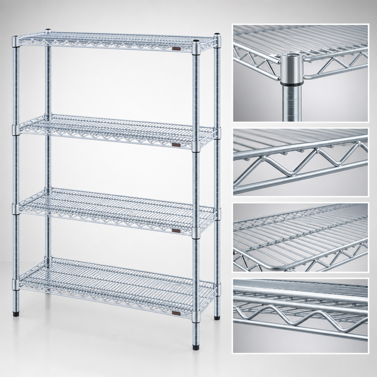Product image #3 for EAGLEbrite 4-Tier Wire Starter Shelving Unit, 42 x 24 x 63 Inches, Zinc Finish