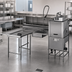 Thumbnail image #3 for Eagle Group Island Soiled Dishtable with Dish Landing Shelf and Pre-Rinse Sink, 96-Inch Machine-to-Corner, Left-to-Right, 16 Gauge Stainless Steel