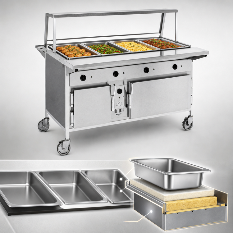 Product image #3 for Atlas Metal CAHB-4 4-Well Electric Hot Food Serving Counter with Heated Base