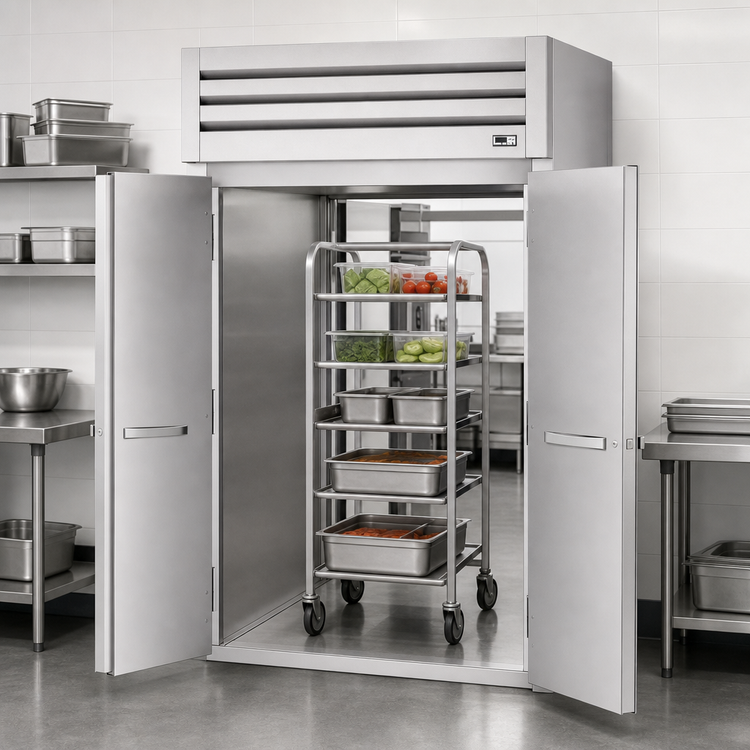 Product image #3 for SPEC SERIES Two-Section Roll-Thru Solid Swing Door Refrigerator with Stainless Steel Front and Rear Doors
