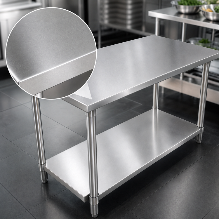 Product image #3 for John Boos Stallion 48-Inch x 24-Inch 14-Gauge Stainless Steel Flat Top Work Table with Adjustable Undershelf