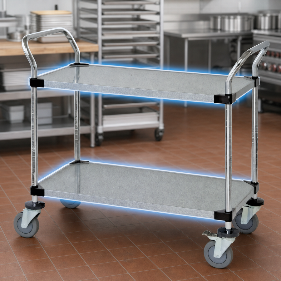 Two Galvanized Solid Shelves
