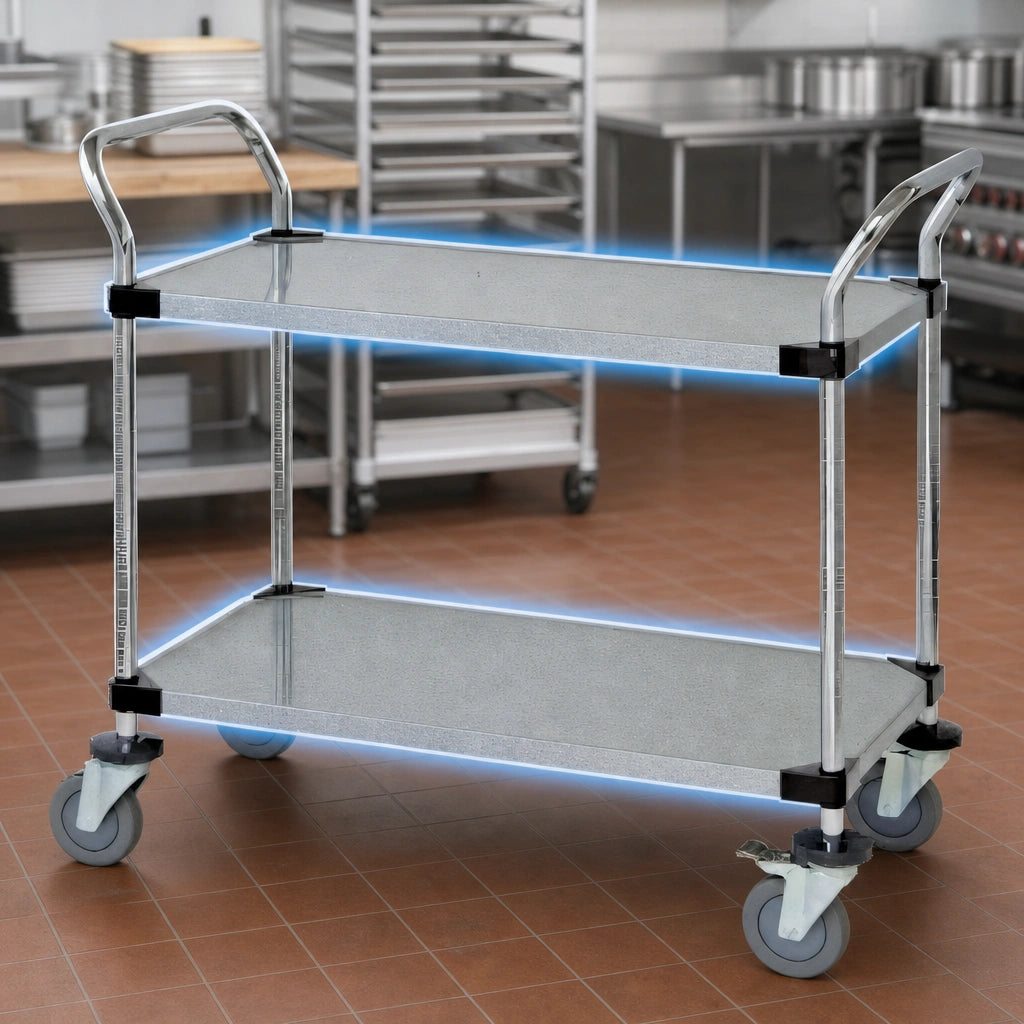 Two Galvanized Solid Shelves