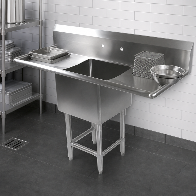 Product image #3 for John Boos Pro-Bowl 1-Compartment Sink with Dual 24-Inch Drainboards, 18 x 18 x 14-Inch Bowl, 69-1/4-Inch Wide