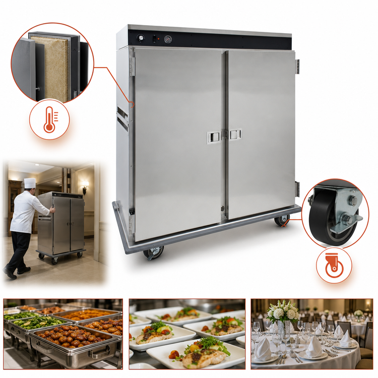 Product image #3 for Cres Cor Mobile Insulated Banquet Holding Cabinet, Double Door, Electric, Stainless Steel, 120 Plate Capacity