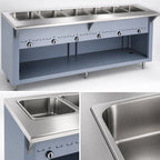 Thumbnail image #3 for Duke Manufacturing Thurmaduke G-4-CBPG 4-Pan Dry Heat Gas Steamtable, 60-Inch, Paint Grip Steel Base with Open Undershelf
