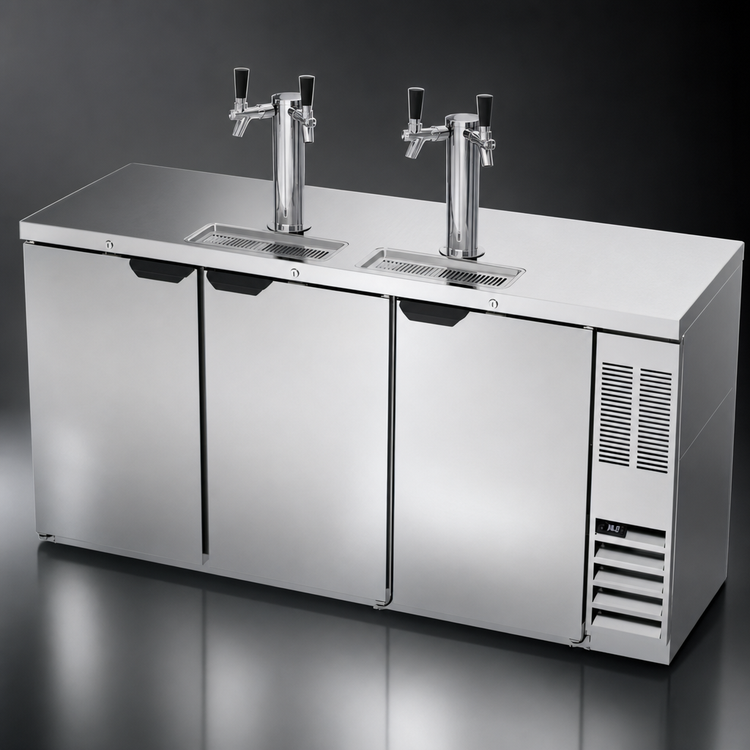 Product image #3 for Beverage-Air 72-Inch Direct Draw Beer Dispenser with 3 Doors, 3-Keg Capacity, and Dual Faucet Towers