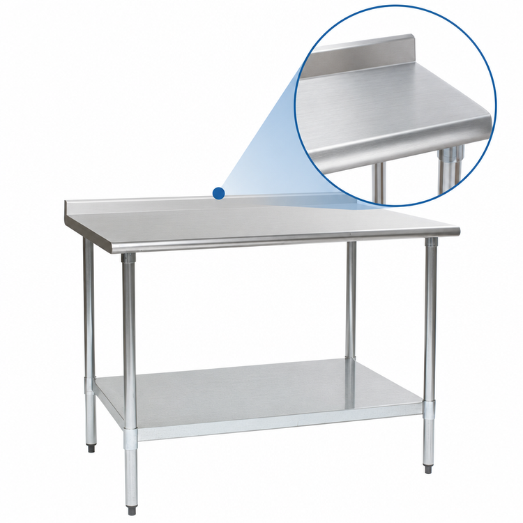 Product image #3 for Eagle Budget Series 84-Inch x 24-Inch 430 Stainless Steel Work Table with 1-1/2-Inch Rear Up-Turn and Undershelf