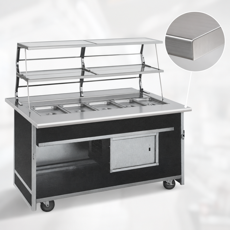 Product image #3 for Atlas Metal BLC-6-RM Mobile Refrigerated Cold Food Serving Counter, 6-Pan Capacity