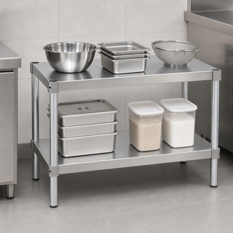 Product image #3 for New Age Modular Aluminum Equipment Stand with 2 Adjustable Solid Shelves, 42"W x 18"D x 24"H