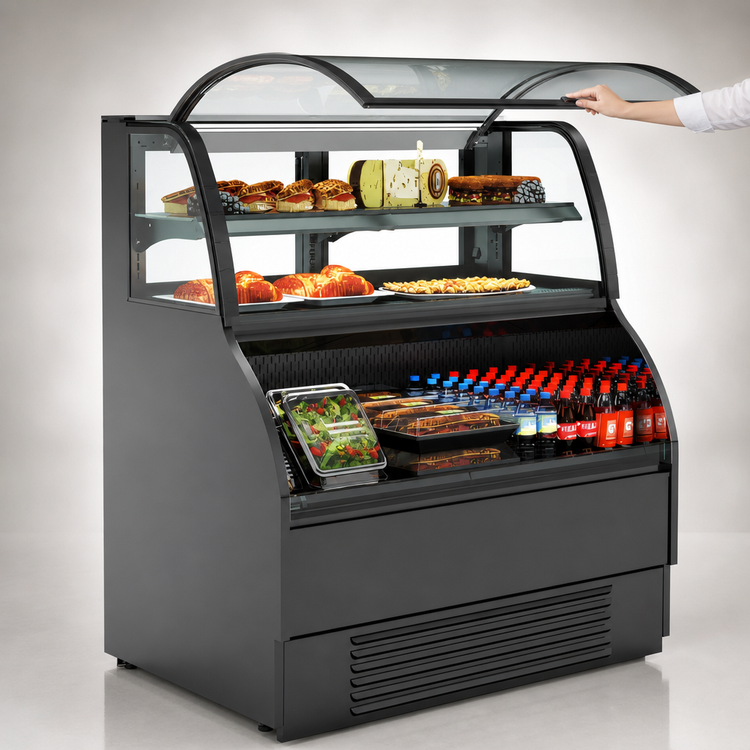 Product image #3 for Structural Concepts Harmony® 63-Inch Refrigerated Service/Self-Service Bakery Merchandiser with Curved Glass