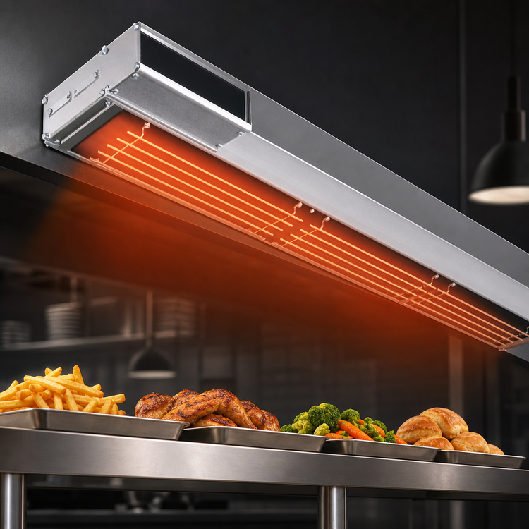 Product image #3 for Hatco Glo-Ray High-Watt Dual Lighted Infra-Black Strip Heater, 66 Inch Wide, 6 Inch Spacer