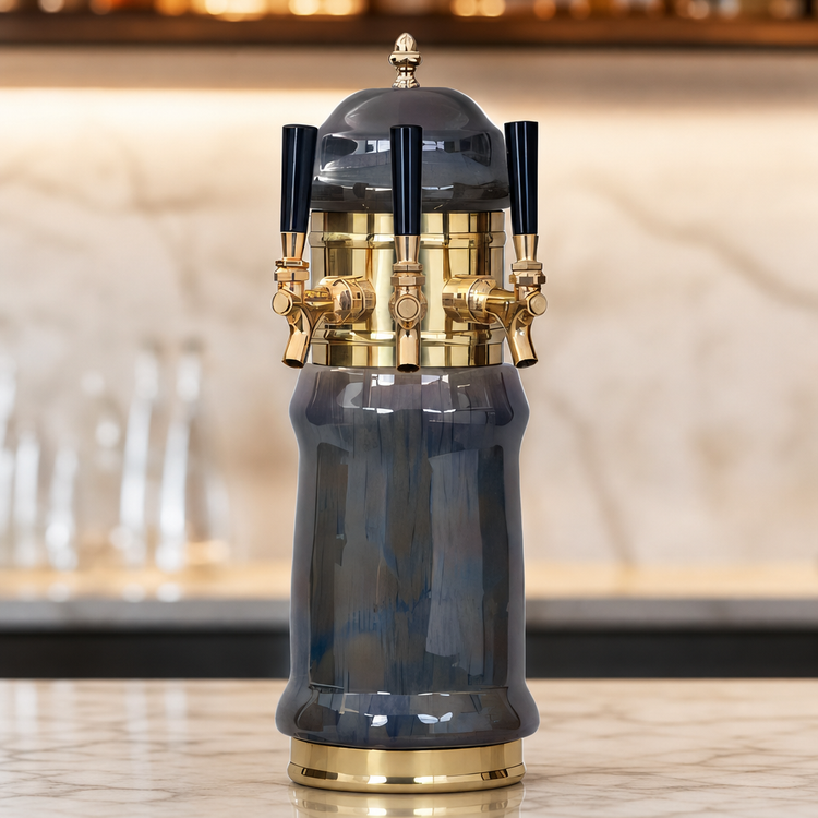 Product image #3 for Glastender Rembrandt Single-Column 3-Faucet Glycol-Cooled Draft Dispensing Tower, Mirror Finish Ceramic, Countertop Mount