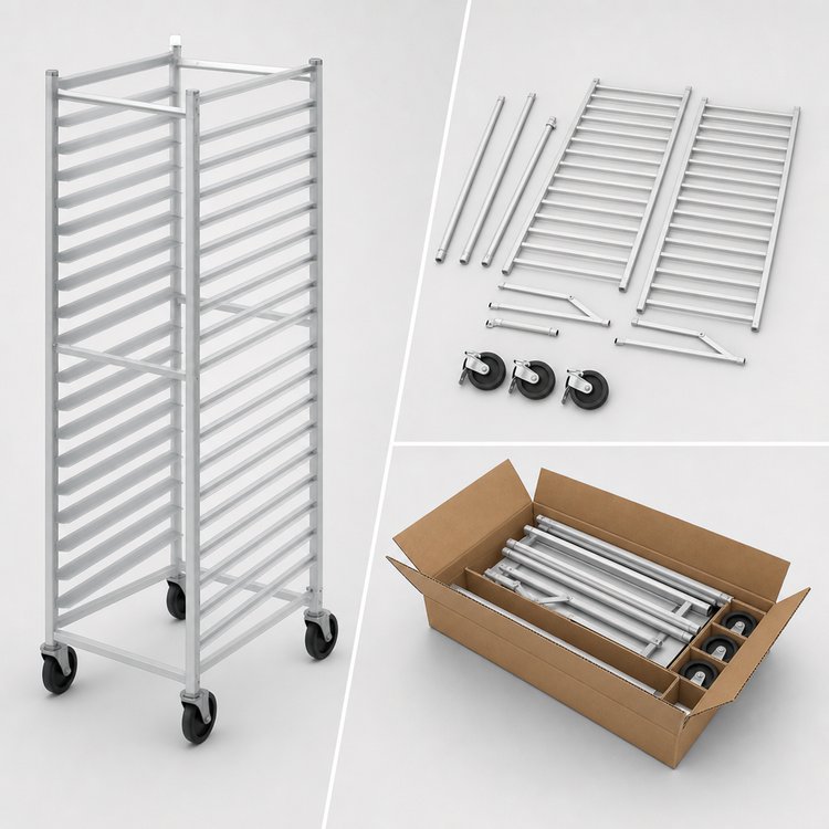 Product image #3 for Channel Manufacturing Knock-Down Aluminum End-Load Bun Pan Rack with 5-Inch Casters, 15-Pan Capacity