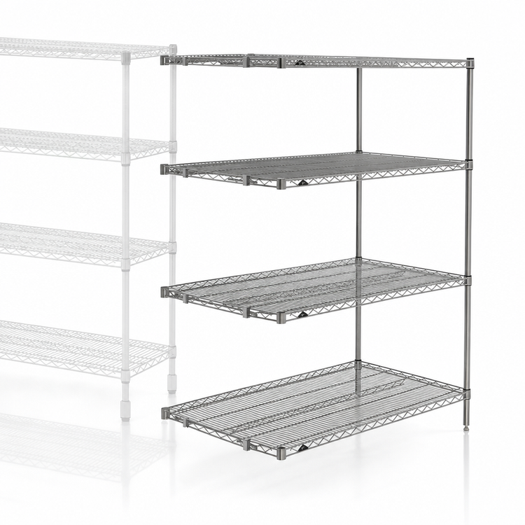 Product image #3 for Metro Super Erecta Chrome Plated Add-On Wire Shelving Unit, 42W x 21D x 63H, 4 Shelves