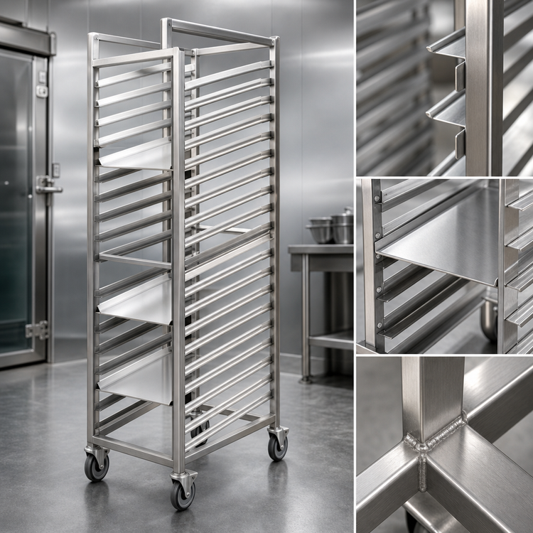 Product image #3 for Channel Manufacturing WS04 Walk-In Stainless Steel Bun Pan Rack, 13-Pan Capacity, 4-Inch Spacing