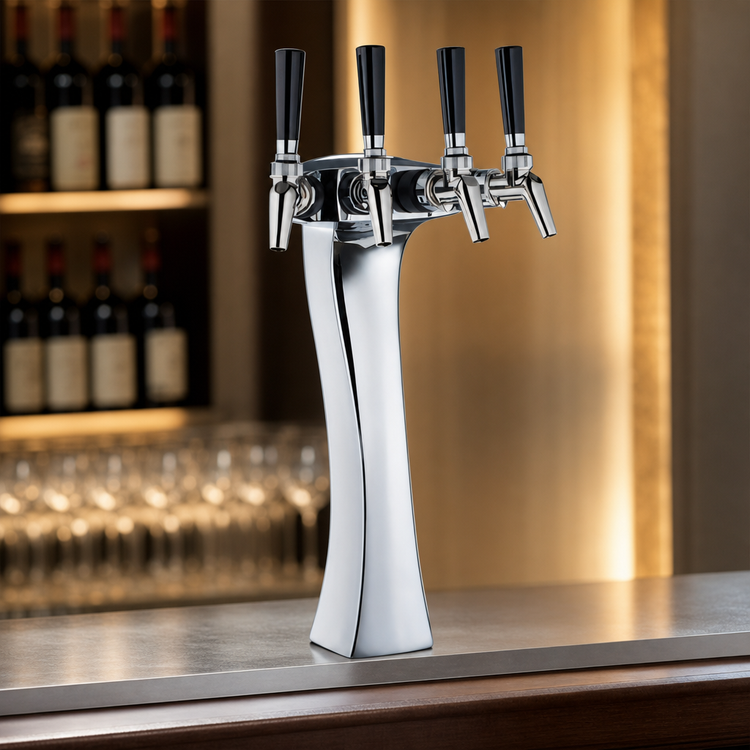 Product image #3 for Perlick Panther Style 4-Faucet Chrome Wine Dispensing Kit for Fourth Door Wine Kegerators