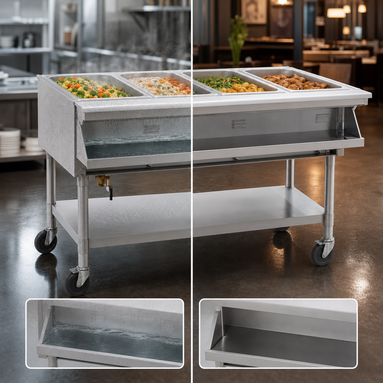 Product image #3 for Eagle Group Portable Sealed Well Electric Hot Food Table, 4-Well, Open Shelf Base, 66-Inch Wide