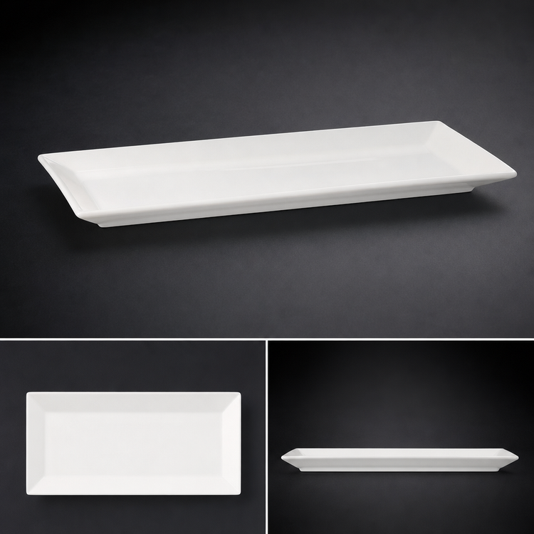 Product image #3 for Quattro 16 x 9 Inch Rectangular Flat-Edge Fully Vitrified Ceramic Plate