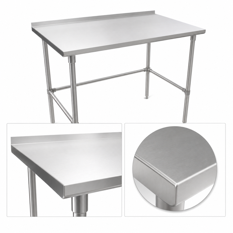 Product image #3 for John Boos Stallion 60"W x 36"D 16-Gauge Stainless Steel Top Work Table with 1-1/2" Rear Backsplash