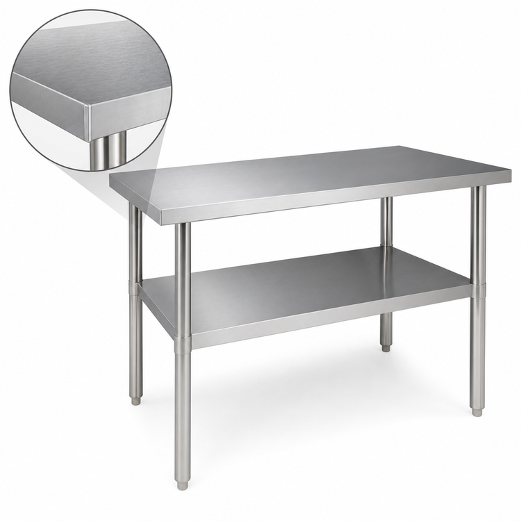 Product image #3 for Klinger's Trading SG2430 Heavy Duty Flat Top Stainless Steel Work Table, 30 x 24 x 36 Inches