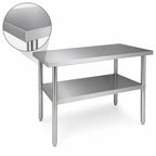 Thumbnail image #3 for Klinger's Trading SG2430 Stainless Steel Work Table, 30 x 24 x 36 in, 18-Gauge 430 Top, Galvanized Base, Adjustable Undershelf