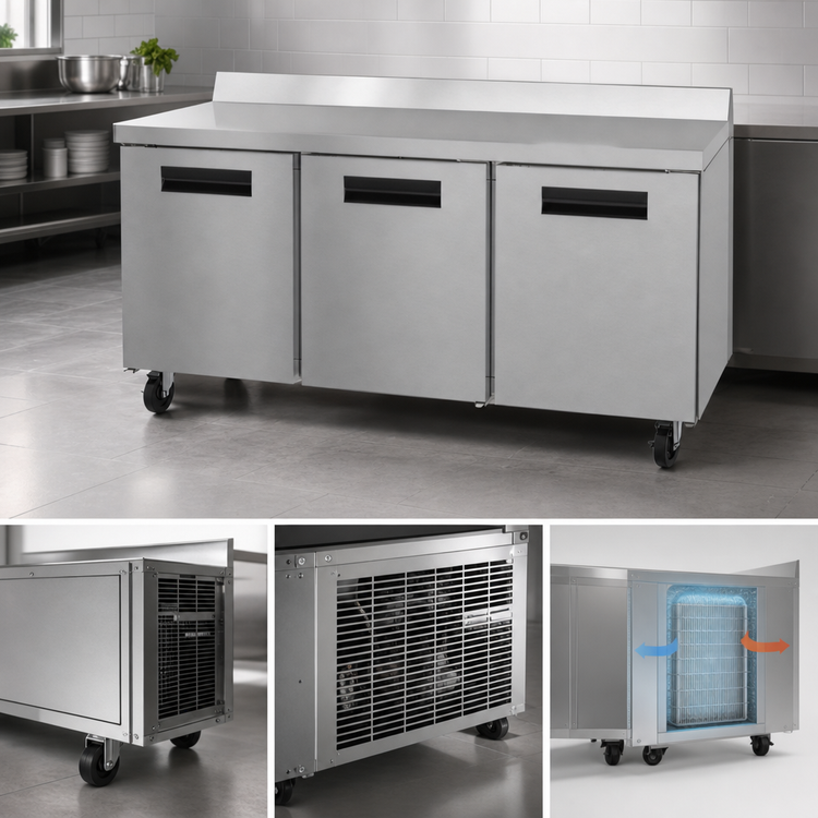 Product image #3 for Hoshizaki Steelheart WR72B 72-Inch Three-Section Reach-In Worktop Refrigerator
