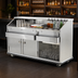Thumbnail image #3 for 72-Inch Stainless Steel Mobile Beverage Service Bar with 60 lb. Ice Bin and 4-Bowl Underbar Server