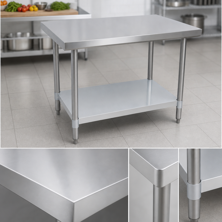 Product image #3 for BK Resources 72" x 30" 18-Gauge 430 Stainless Steel Work Table with Galvanized Undershelf