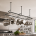 Thumbnail image #3 for John Boos Ceiling-Mounted Double-Bar Stainless Steel Pot Rack with 20 Double Hooks