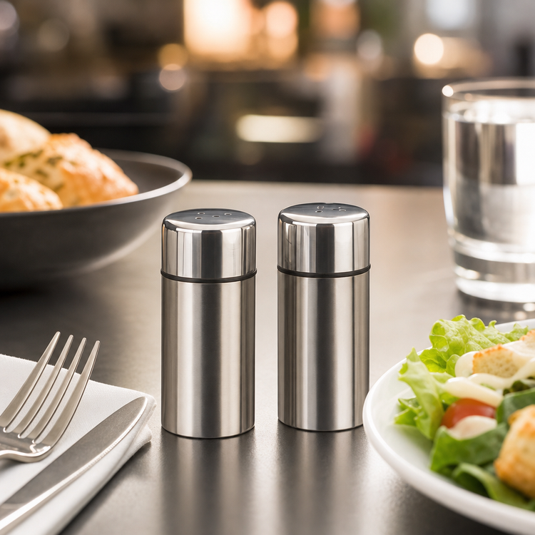 Product image #3 for American Metalcraft Round Stainless Steel Salt and Pepper Shaker Set, 1 oz., 3-Inch Height
