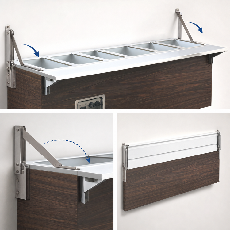 Product image #3 for Vollrath 2-Series Affordable Portable 60 Inch Plate Rest with Fold-Down Mounting Kit