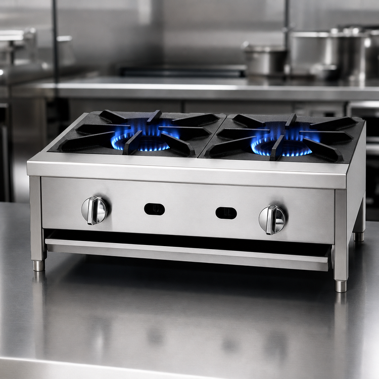 Product image #3 for Supreme JHP-212 12-Inch Countertop Gas Hot Plate with 2 Open Burners