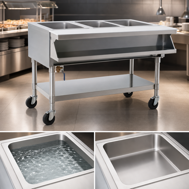 Product image #3 for Portable Electric Sealed Well Hot Food Table with Open Base, 2 Wells