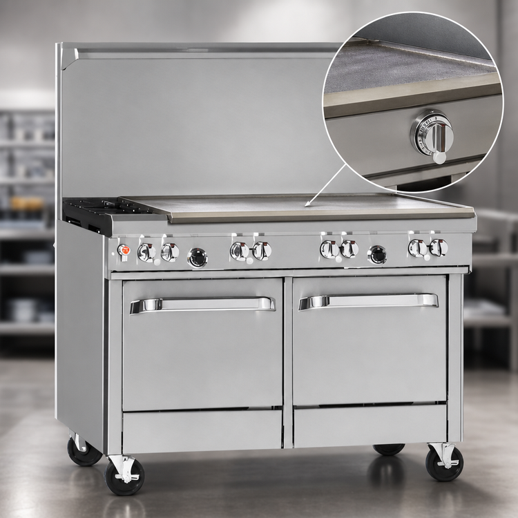 Product image #3 for Southbend Ultimate 48-Inch Gas Restaurant Range with Thermostatic Griddle and 2 Space Saver Ovens