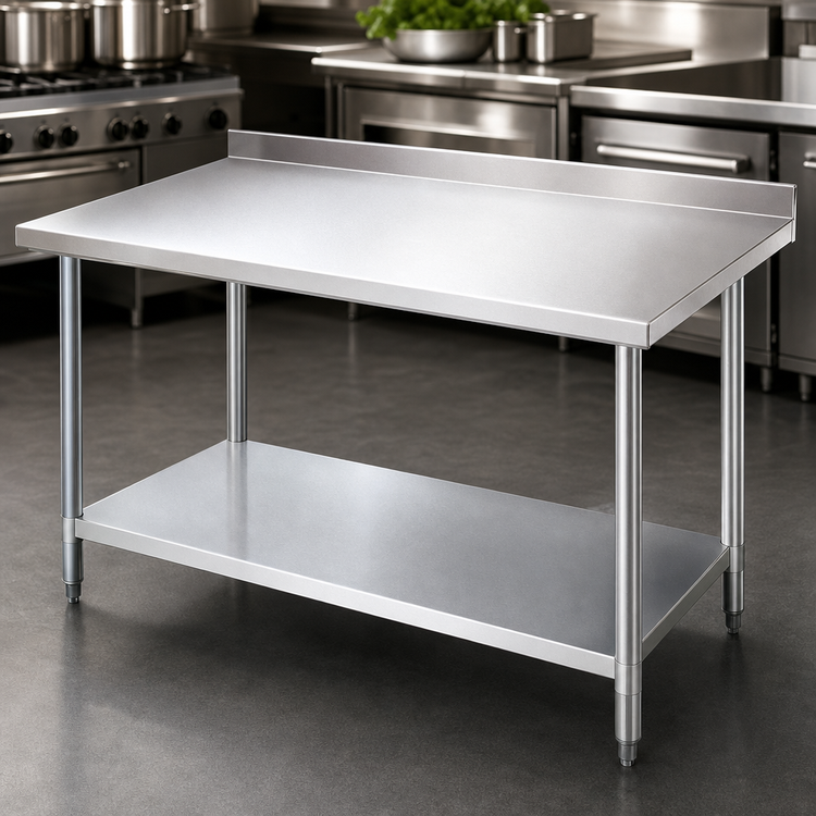 Product image #3 for Turbo Air 18 x 30 Inch 18-Gauge Stainless Steel Work Table with Rear Up-Turn and Undershelf