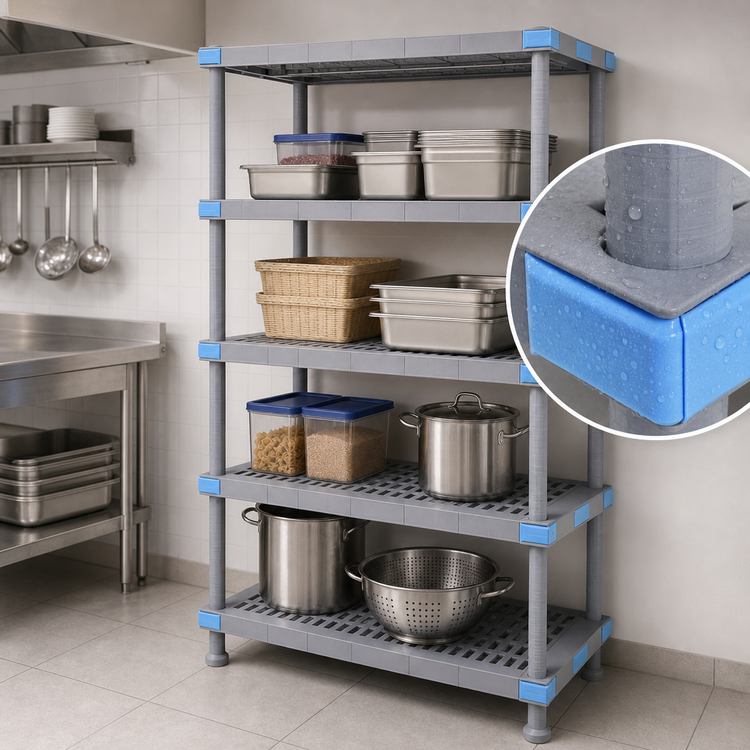Product image #3 for Quantum Millenia 54"W x 24"D x 62"H Polymer Shelving Unit with 4 Open Grid Shelves