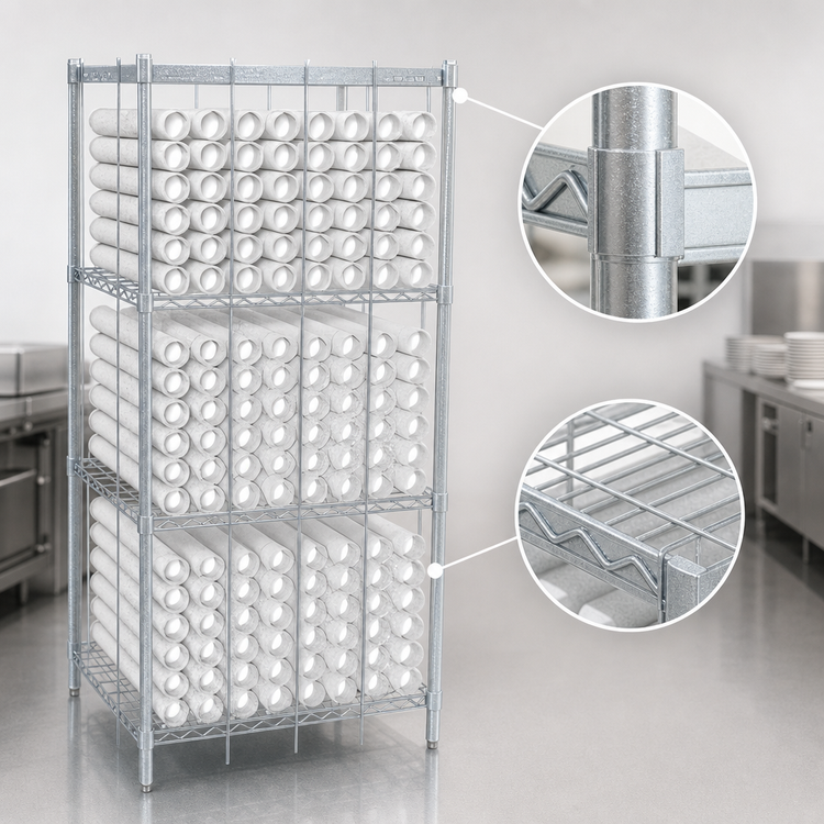 Product image #3 for Eagle Group TSC3036Z Cup Tower Wire Shelving Unit, 36"W x 30"D x 74"H, 4 Wire Shelves, EAGLEbrite Zinc Finish