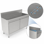 Thumbnail image #4 for Perlick Corporation Top Shelf TS48SC 48-Inch Freestanding Stainless Steel Underbar Storage Cabinet with Pitched Drainboard Top, Open Cabinet Base