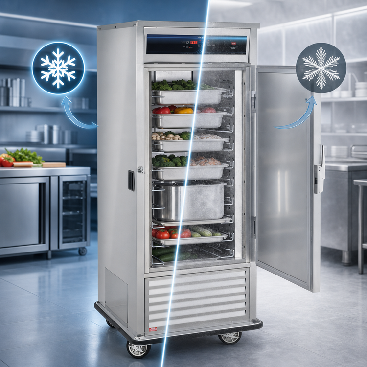 Product image #3 for Mobile Convertible Refrigerator/Freezer Cabinet, 1 Section, Stainless Steel, 10 Adjustable Tray Slide Pairs