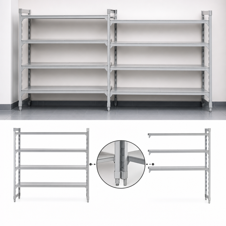 Product image #4 for Cambro Camshelving Premium 5-Shelf Solid Add-On Shelving Unit, 21 x 48 x 84 Inches, Speckled Gray
