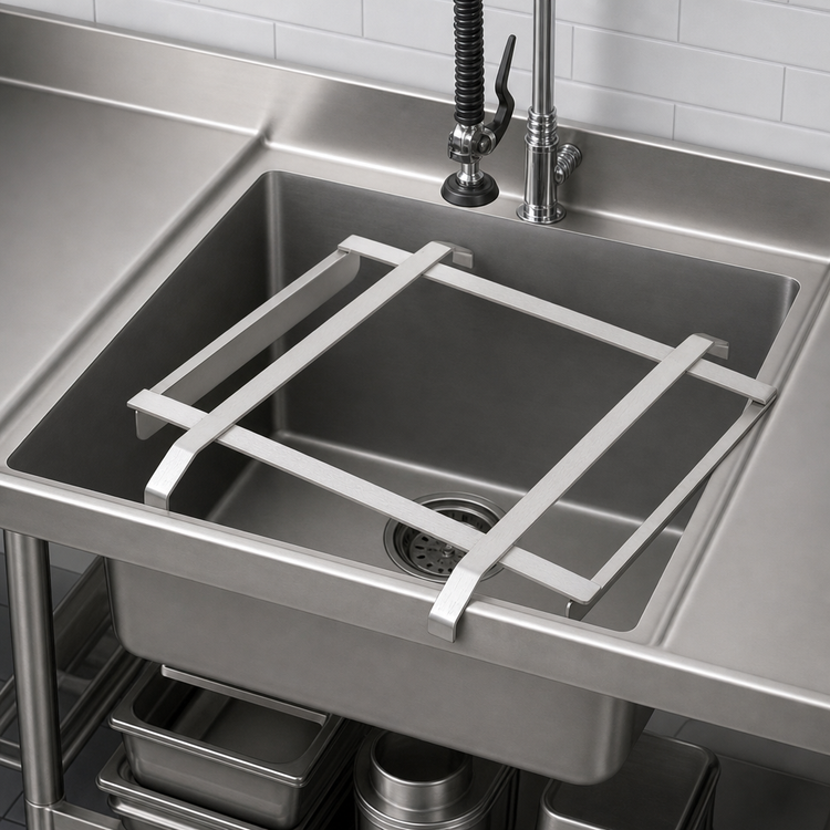 Product image #3 for John Boos Stainless Steel Dishtable Rack Slide for 20-Inch x 20-Inch Pre-Rinse Sink