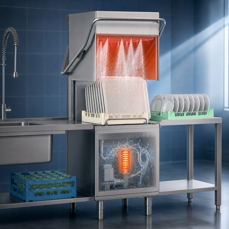 Product image #3 for Lamber L25EKDPS1PH High-Temp Pass-Through Door-Type Dishwasher with Drain Pump and Booster