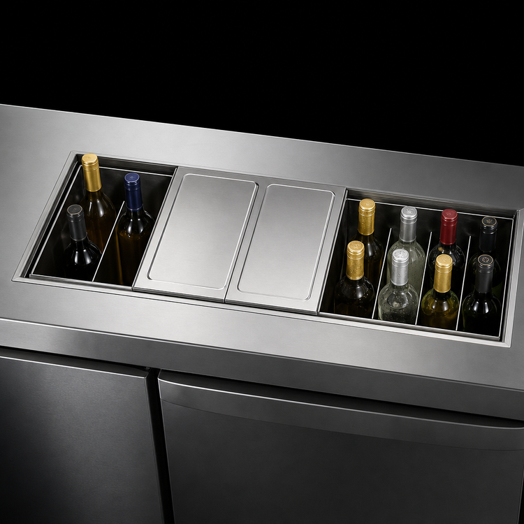 Product image #3 for Top Shelf 9-Bottle Underbar Bottle Well Ice Chest Cover Assembly, 30-Inch Wide