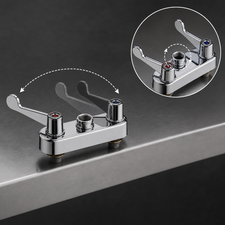Product image #3 for Low-Lead ADA-Compliant 4-Inch Center Deck-Mount Workboard Faucet with Swivel Outlet