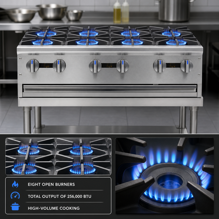 Product image #3 for Imperial Pro Series PSH848 48-Inch Gas Countertop Hot Plate with 8 Open Burners