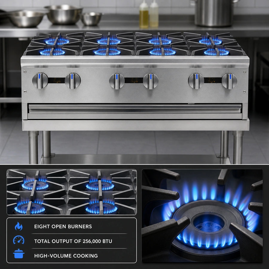 Eight Open Burners
