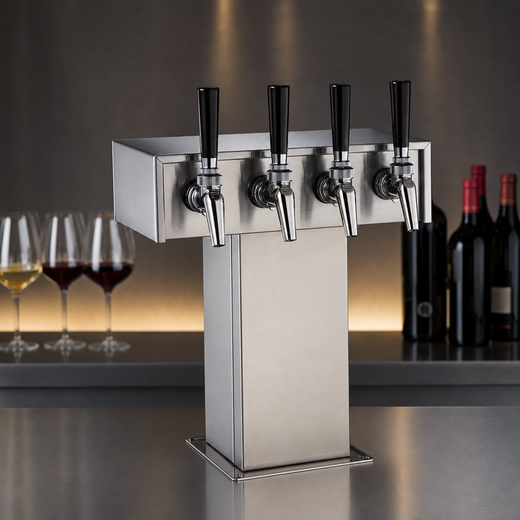 Product image #3 for Perlick Tee Tower Style 4-Faucet Wine Dispensing Kit for DZS36, Stainless Steel