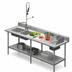 Thumbnail image #3 for BK Resources 96 Inch x 30 Inch Commercial Sink Table with Prep Sink, Hand Sink, and Pre-Rinse Assembly